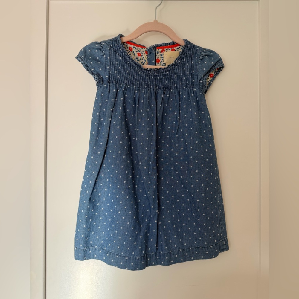 Boden Blue Textured Dress with Floral Lining